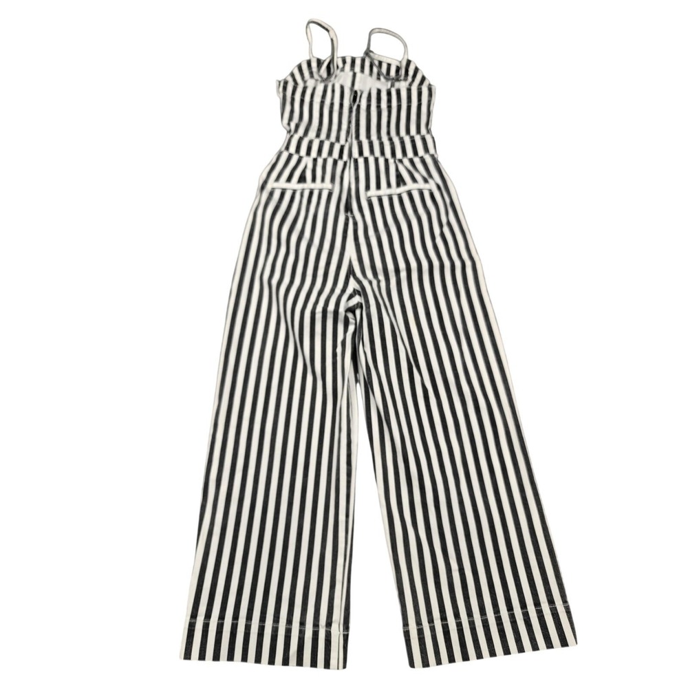 Rachel Rachel Roy Jumpsuit Womens 2 Black Striped Tie Waist Square Neck Wide Leg - Picture 7 of 13